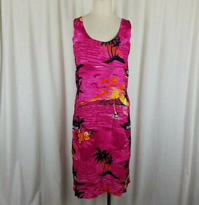hot pink hawaiian dress Pink Cotton Hibiscus Ruffle Hawaiian Dress | 3/4 Sleeve Tropical Style from Princess Kaiualni Fashions