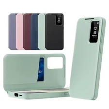 for Samsung S25 S24 Ultra S23 S22 Plus S-View Smart Wallet Case Card Holder Slot
