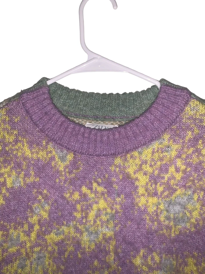 Zara Purple Yellow Green Girls Sweater. Youth Sz 11-12 - Image 2 of 4