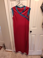 Vintage 70s Diane Von Furstenberg M Asian Long Nightgown Pink Teal Trim Medium