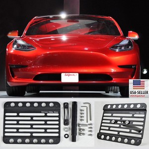 Details About For 2016 Up Tesla Model 3 Front Bumper Tow Hook License Plate Relocator Bracket