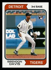Brendon Davis RC 2023 Topps Heritage #67 Rookie Detroit Tigers Centered Mint.