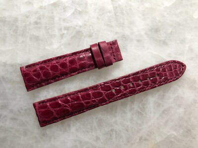 19mm/16mm Burgundy Alligator Crocodile Embossed Leather Watch Strap Band