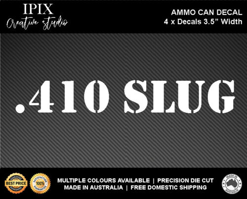 4 X AMMO CAN DECALS .410 SLUG - 3.5" WIDTH - Zdjęcie 1 z 2