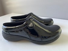 Women's Sz 38 Sanita O2 Womens Black Patent Leather Slip-On Clogs