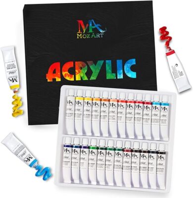 MozArt Künstler Acrylfarben Set 24 x 12 ml Tuben - hochpigmentierte Farben