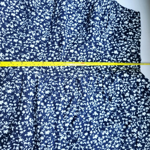 Old Navy Jumpsuit Women's XL Linen Ditsy Floral Navy White Cami Smocked Wide Leg - Picture 11 of 13