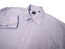 Hugo Boss Mens Shirt L Subtle Striped Long Sleeve Button 100 Cotton Collared