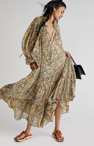 Feeling Groovy Maxi Dress Floral Print 