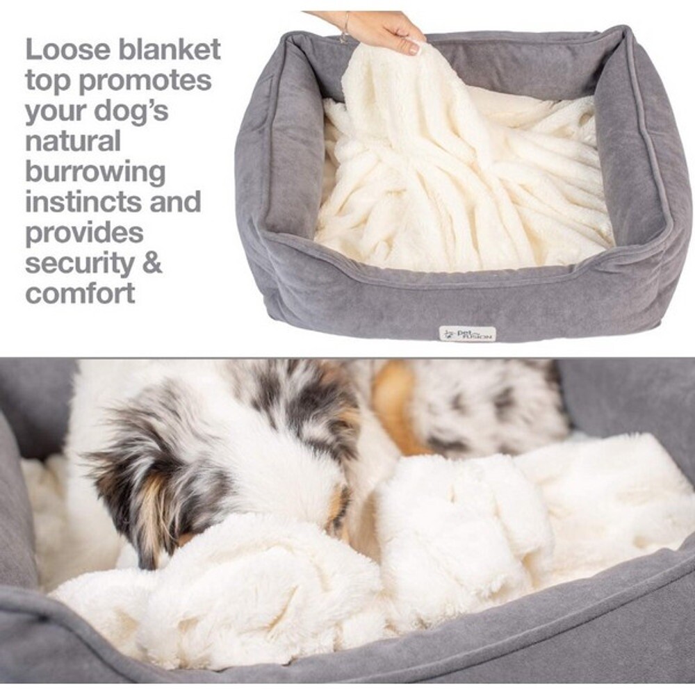 PetFusion Calming Cuddler Dog Bed & Cat Bed | Anti-Anxiety Dog Bed 25"" x 21"" x 8