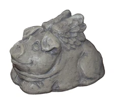 Telle M. Stein ANGEL PIG Handcast Hand Finished Indoor Outdoor Figure