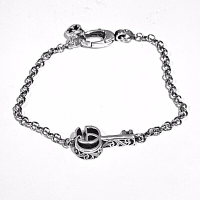 Gucci GG Marmont Schlüssel Bettelarmband mit Gravur 925 Sterling Silber (16cm)