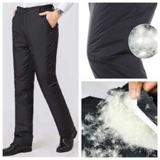 Mens Duck Down Puffer Trousers Pants Padded Quilted Warmer Winter Outdoor Casual