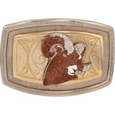 New Big Horn Ram Mountain Goat Dall Sheep Western NOS Vintage Belt Buckle
