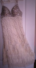 Latin Dance Dress Ivory Silver, Size US 8 M 36/38 B