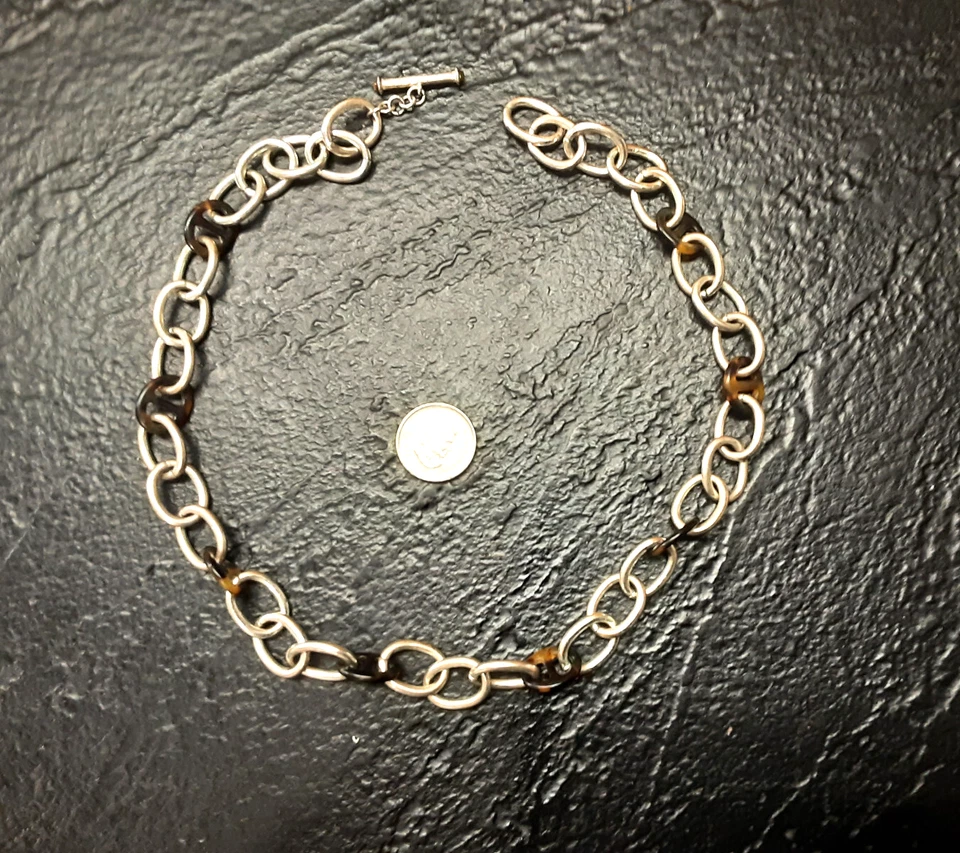 Grueso Ralph Lauren Line (RLL) Cierre de palanca Collar Materiales mixtos Firmado Y2K Foto 2 de 4