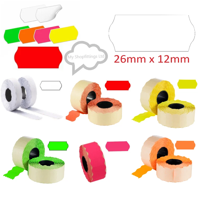 Price Gun Labels 26x12mm CT4 Various Colours Lynx Puma Motex Klik For Retail