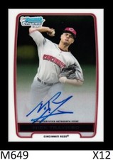 1-2012 BOWMAN CHROME DRAFT AUTO NICK TRAVIESO REDS QTY