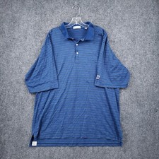 Peter Millar Polo Shirt Mens 2XL XXL Blue Striped Short Sleeve Golf Collared