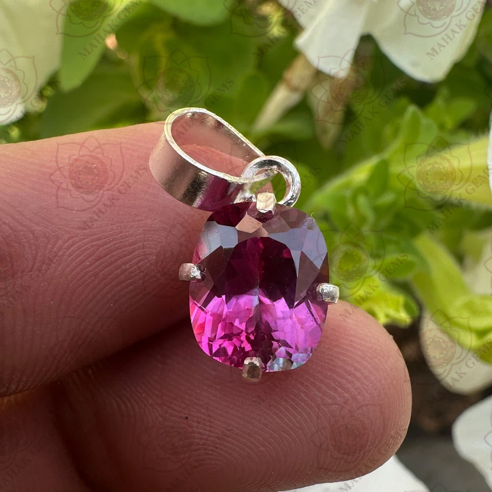 Colgante de zafiro Pit-Ambari bicolor de 10,30 quilates - gema natural certificada plata 925 Foto 3 de 4