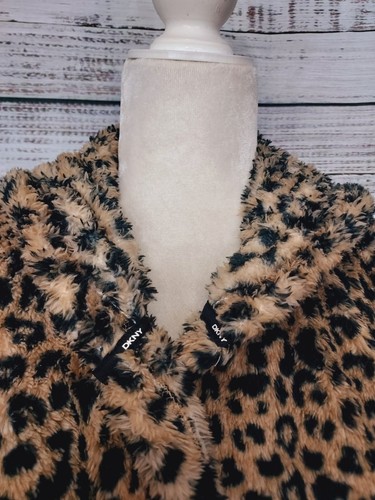 DKNY Robe Women's S/M Brown Animal Print Fluffy Hooded - 第 4/11 張圖片