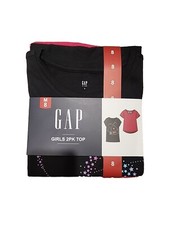Girls 2-Pack GAP 100 Cotton T-Shirt Tops Size M 8 Black  Pink Shirts