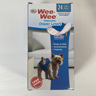 Four Paws Wee-Wee Disposable Dog Diaper Liners Garment Pads, 24 In Pack