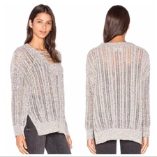 Michael Stars Lace-Up Heather Gray Tunic Sweater