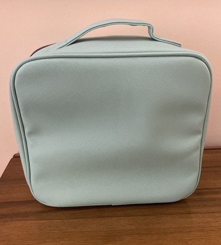 Neiman Marcus Makeup Travel Case Mirror Makeup Bag Seafoam Green 10" x9" x4" NEW - Picture 7 of 9