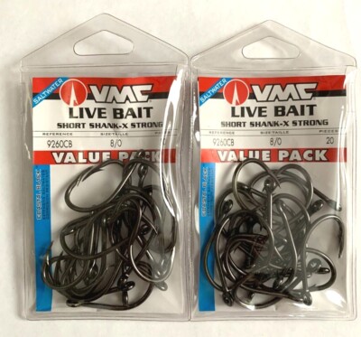 40 VMC 9260CB Faultless Coastal Black O'Shaughnessy Live Bait Hooks size 8/0