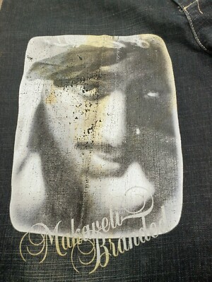 Makaveli Mens Blue Jeans Size (34x32) Urban Tupac Shakur 2Pac