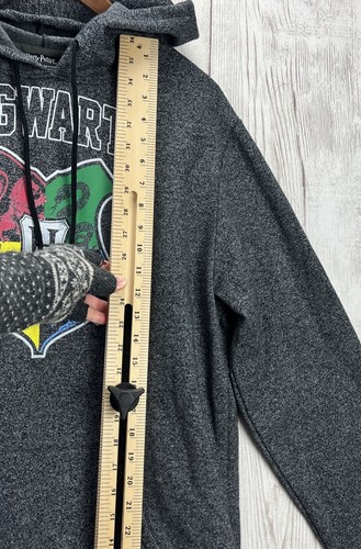 Harry Potter Hoodie Sweatshirt Mens Large Gray Pullover Hogwarts House Crest VGC - Picture 6 of 12