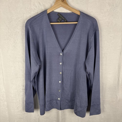 Vintage Saks Fifth Avenue Salon Z Cardigan Silk Womens 2X Kint Sweater Button