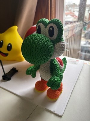 Yoshi 3D Printed  Crochet Style   10  Collectible  Super Mario