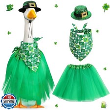 Locmeo 3pcs St. Patrick's Porch Goose Outfits for 23" Lawn Goose Statue Cloth...