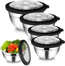 Mixing Bowls Set 5pcs Stainless Steel Nesting Bowls with Lids