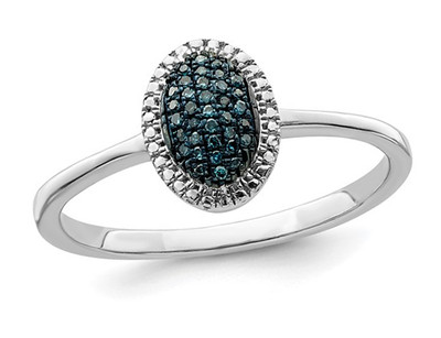 1/10 Carat (ctw) Blue Diamond Cluster Ring Sterling Silver