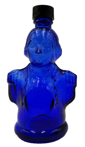 Vintage Charles Jacquin George Washington Cobalt Blue Figural Liquor Bottle 4"