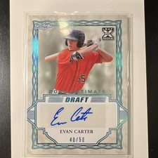 Leaf Ultimate Draft Evan Carter #BA-EC2 Spectrum Platinum /50 Rookie Auto