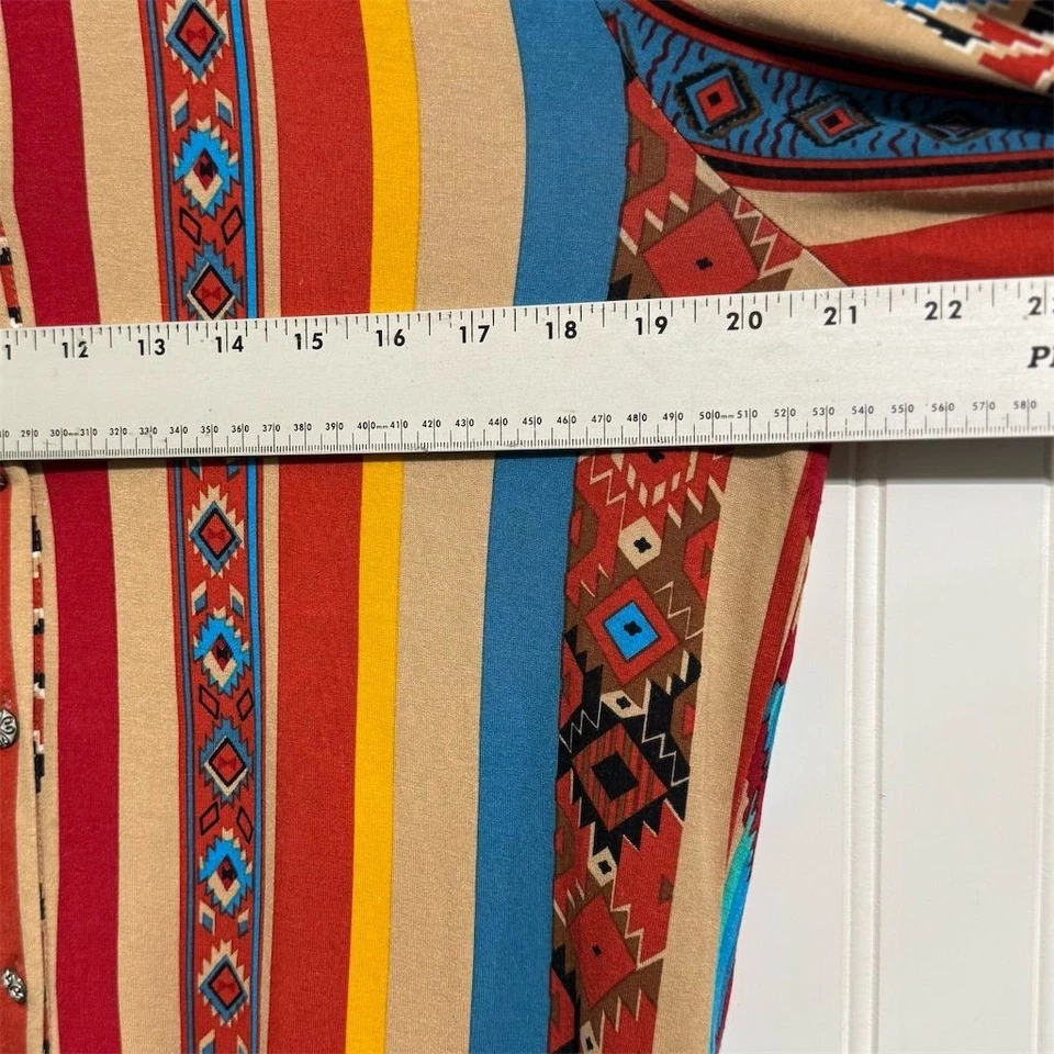 Camisa Scully Western S Blusa Tribal Rayas Viscosa Spandex A Presión con Botones Foto 3 de 4