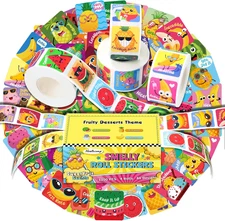 HORIECHALY 1200 Pcs Scented Stickers for Kids, 4 Rolls Scratch and Sniff Smelly 