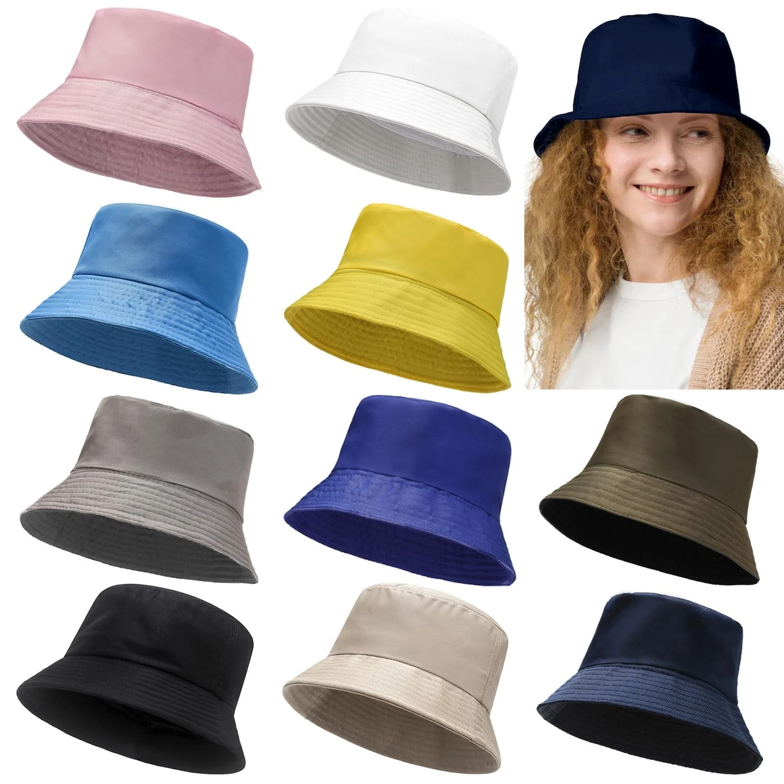 10 Pieces Bucket Hat Foldable Summer Sun Hat Travel Beach Fishing Hat Outdoor...