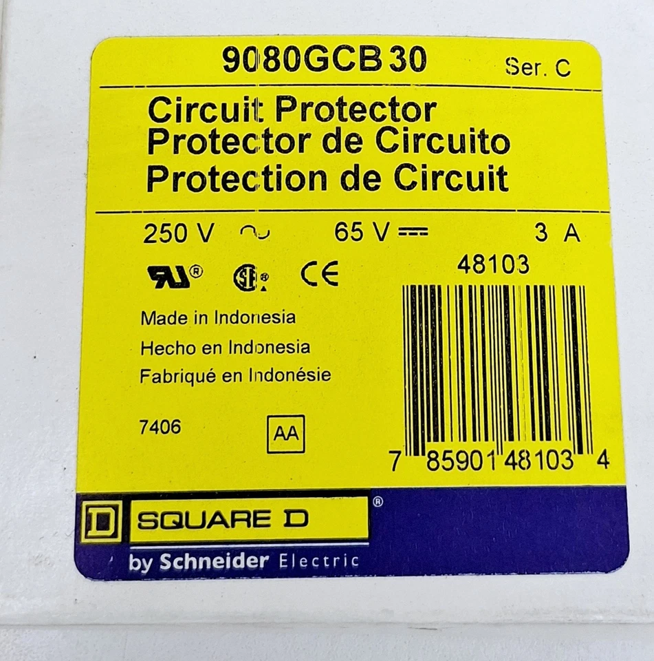 Square D 9080GCB30 Series C Circuit Protector 3A 150VAC 65 VDC - Image 2 of 4