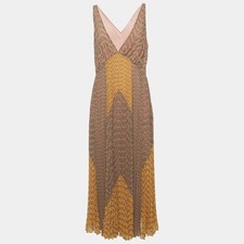 SelfPortrait Multicolor Logo Print Chiffon Sleeveless Maxi Dress M