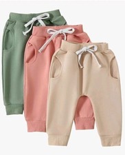 Yoawdats  Infants 0-6 Mos 3-Pack Pull-on Jogger Pants Knit Pants Classic Fit.