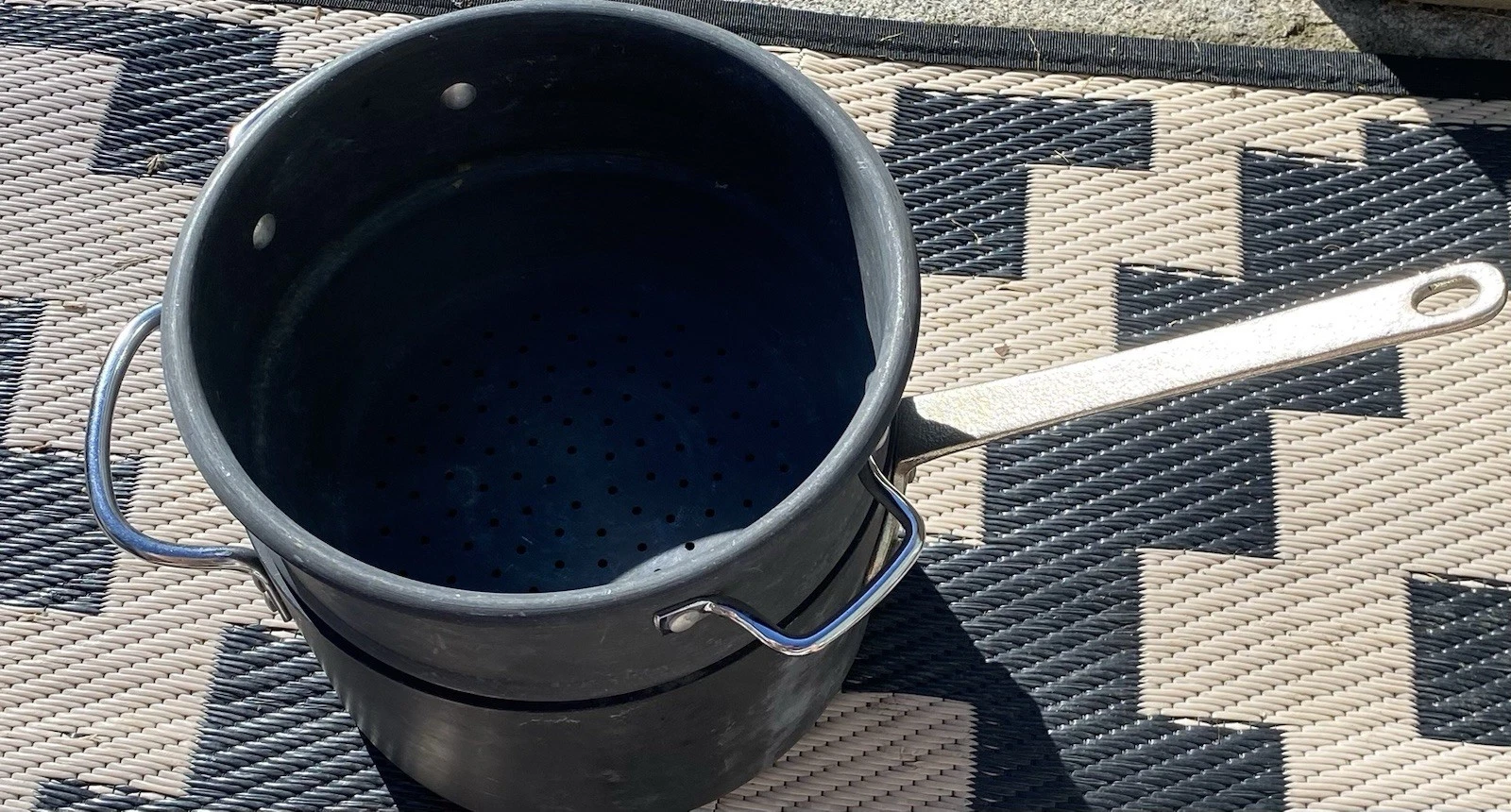 Commercial Aluminum Anodized 3.5qt Double Boiler & Steamer Bot 4.5 w/ 1 Lid EUC