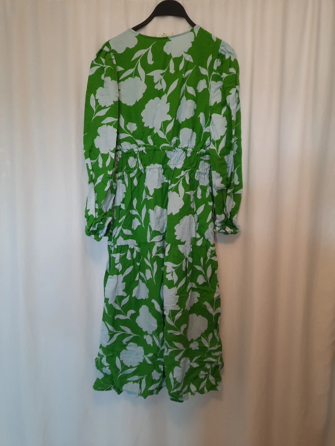Maxi abito Kate Spade Target classico lino rosa manica lunga verde blu nuovo con etichette