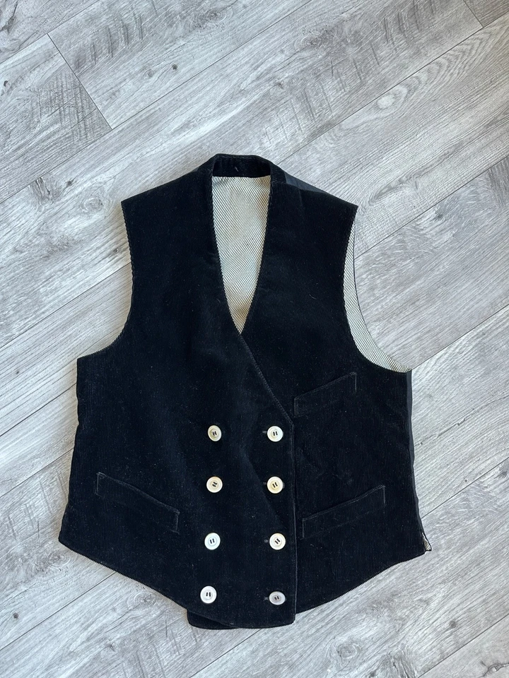 Antiguo chaleco vintage de pana de los años 40 doble pecho raro para hombre talla: S Foto 2 de 4