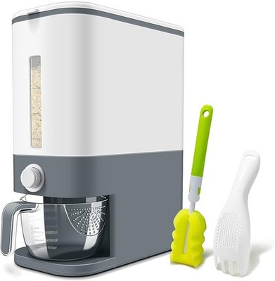 Dispensador de arroz 22-25 lb, contenedor grande para cereales/alimentos secos,