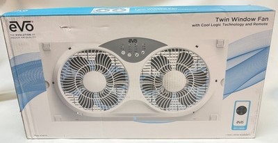 Evo 25 in. 3-Speed Twin Window Fan in White with Remote WF175 - BRAND NEW